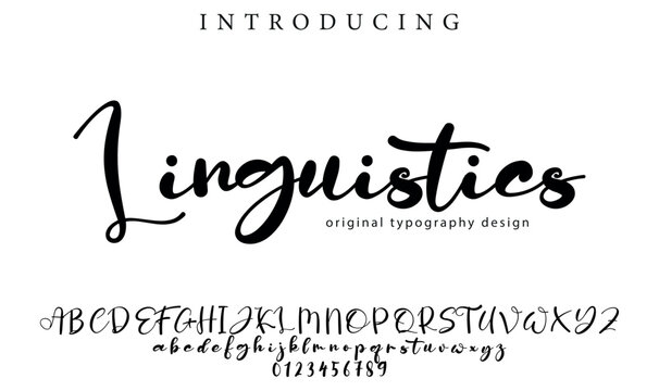 Linguistics Font Stylish brush painted an uppercase vector letters, alphabet, typeface