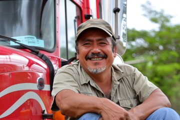 Wall Mural - happy latin trucker photo 