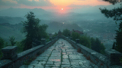 Wall Mural - Typical travel scene of San Marino city skyline