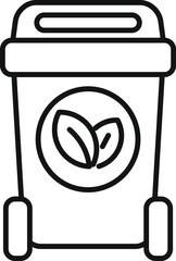 Sticker - Line drawing of a mobile compost bin featuring a leaves logo, symbolizing organic waste collection