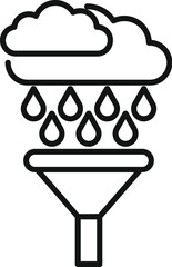Poster - Cloud is raining into a funnel, representing data mining and the filtering of big data
