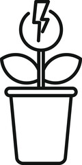 Poster - eco bulb growing with leaf in pot icon, outline style