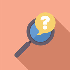 Poster - magnifying glass is examining a question mark in a speech bubble, symbolizing problem solving