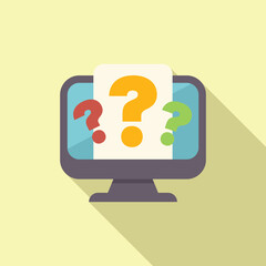 Poster - illustration of a computer showing question marks on screen with document for frequently asked quest