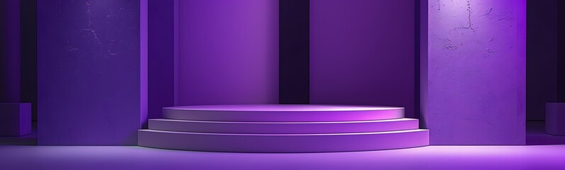 Wall Mural - Minimal purple Podium and scene with 3d render vector in abstract background composition, 3d illustration mock up scene geometry shape platform forms for product display. stage for awards in modern. 