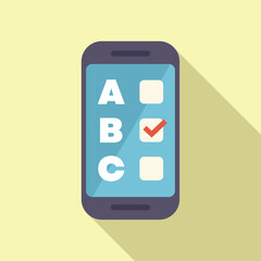 Sticker - Smartphone is showing multiple choice test on screen with option b selected, online exam concept