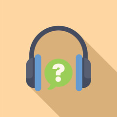 Poster - headset is listening to a question in a speech bubble, concept for frequently asked questions or cal