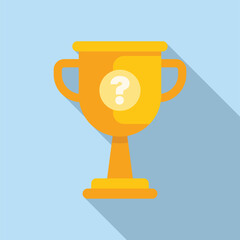 Poster - Golden trophy is showing a question mark, symbolizing the unknown outcome of a competition