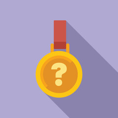 Sticker - Gold medal award with a question mark symbol hanging on a red ribbon, representing uncertainty in achieving victory or success