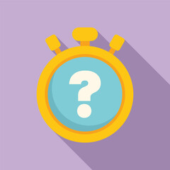 Poster - Stopwatch is showing question mark on its face flat style icon on a purple background