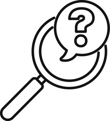 Poster - magnifying glass is analyzing a question mark symbol in a speech bubble, representing the concept of