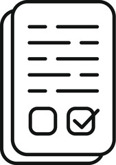 Poster - line art icon of a document with check mark representing a completed task or approved application fo