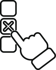 Poster - hand is marking a checkbox with an x, concept of elections, voting and survey