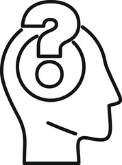 Poster - human head silhouette with question mark inside, representing thinking process, finding solution and