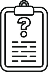 Poster - line art style icon of a clipboard showing a question mark, representing the concept of seeking info