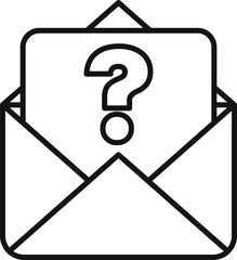 Poster - minimalist icon of an open envelope containing a question mark, symbolizing uncertainty or a request