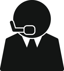 Poster - Simple black and white icon of a businessman wearing a headset