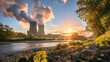 © Ashalina - A nuclear power plant with smokestacks emitting white clouds