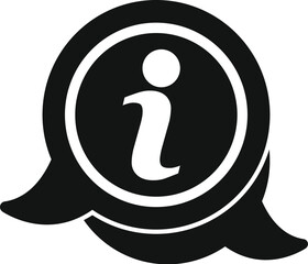 Poster - black and white icon of a speech bubble containing the information symbol