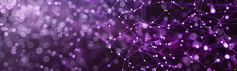 Wall Mural - Abstract purple background with connecting dots and lines. Structure and communication. Plexus effect. Abstract science geometrical network background. 