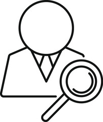 Poster - businessman is holding a magnifying glass, searching for new business opportunities