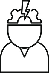 Poster - businessman having a creative idea with a light bulb and a lightning bolt inside his brain