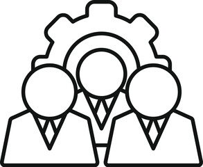 Poster - Three businessmen working together with a gear as a symbol for teamwork