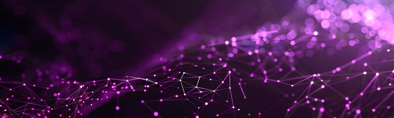 Wall Mural - Abstract purple background with connecting dots and lines. Structure and communication. Plexus effect. Abstract science geometrical network background. 