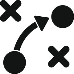 Poster - Black and white icon of a sport tactic plan board showing strategic moves for team