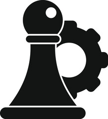 Sticker - Black chess piece merging with gear, symbolizing the development of a winning business strategy