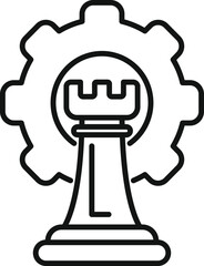 Poster - chess rook piece standing strong inside a gear, symbolizing strategic planning and the power of calc