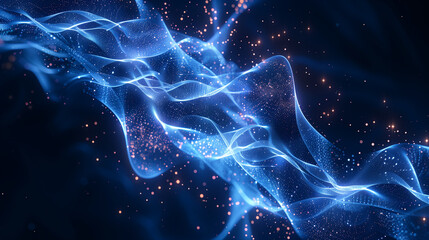 An abstract blue wave background with swirling energy, like a glowing space nebula