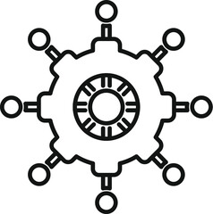 Poster - gear is connecting with circles, symbolizing a global network and collaboration for seamless integra