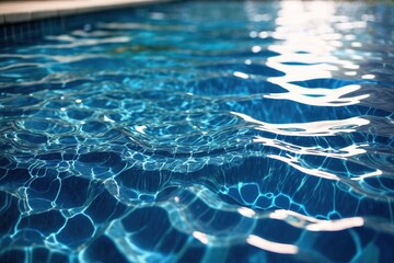 Swimming pool, water ripples in summer leisure activity