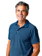 © Pajaros Volando - Smiling middle-aged man with gray hair in a blue polo shirt, standing confidently on a transparent background.