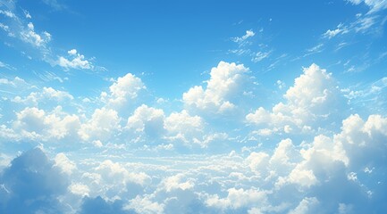 Wall Mural - blue sky with clouds, bright white fluffy clouds, close-up shot in daytime.