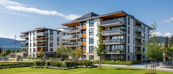 apartment building showcasing sleek architecture and large windows