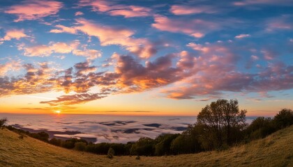 Wall Mural - panoranic sunrise sky with colorful clouds