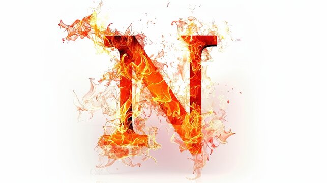 Letter N made by fire UHD wallpaper