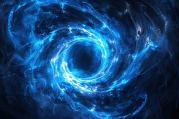 Wall Mural - a blue, swirling galaxy with a large, dark hole in the center
