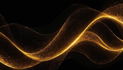 Wall Mural - Sparkling luxury gold waves background on black background. Premium design for wallpaper