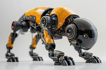 Sticker - Highly Sophisticated Robotic Canine with Metallic Exoskeleton,LED Eyes,and Precise Mechanical Limbs Designed for Dynamic Interactions