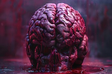 Poster - Pulsating Zombie Brain Infused with Sinister Arcane Power in Abandoned Laboratory Setting