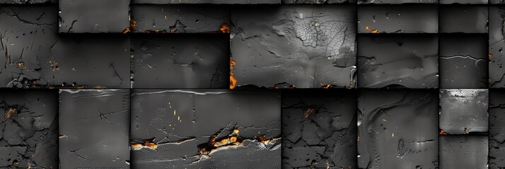 Wall Mural - seamless repeating pattern of a dark black modern, metal, tire, old, texture, stone, construction, rust, pattern, steel, wall, concrete,