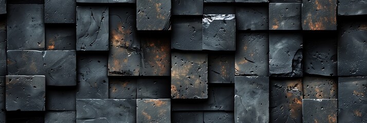 Sticker - seamless repeating pattern of a dark black modern, metal, tire, old, texture, stone, construction, rust, pattern, steel, wall, concrete,