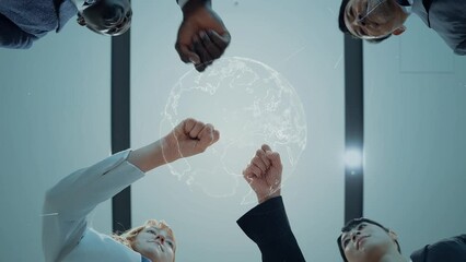 Poster - Multinational business people forming a circle and a global network concept