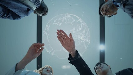 Poster - Multinational business people forming a circle and a global network concept