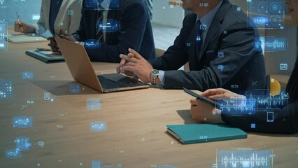 Aufkleber - Multinational business people meeting and digital technology concept