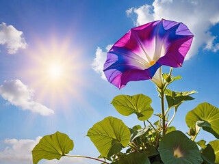 Sticker - beautiful morning glory flowers in the garden