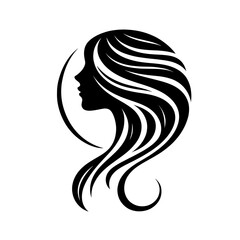 Wall Mural - simple silhouette hair style white background vector